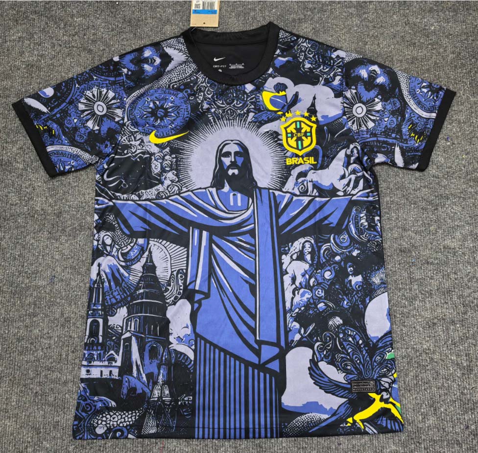 03001ec78ad0bc18338063c3e3fd50ad177db65f 2024 Brazil Special Edition Jesus Blue and gray Football Shirt 1:1 Thai Quality - Image 1