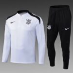 2025/2026 Corinthians Paulista Half-Pull Training Suit White Football Shirt 1:1 Thai Quality Set