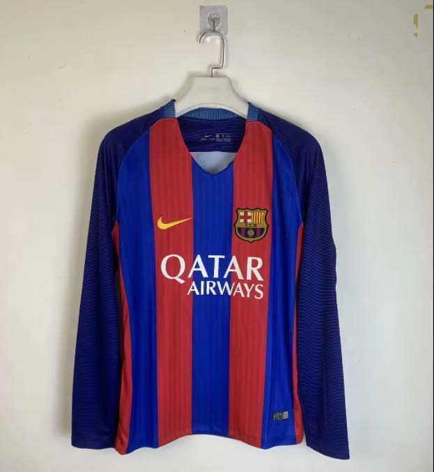 1b9a9614c61e7ff2899d38b951b91d061fc3d4de 2016/2017 Retro Long Sleeve Barcelona Home Football Shirt 1:1 Thai Quality - Image 1