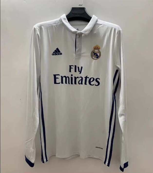 1fffbd5e2db87607e8f31a3dc15be094cf93b49d 2016/2017 Retro Long Sleeve Real Madrid Home Football Shirt1:1 Thai Quality - Image 1