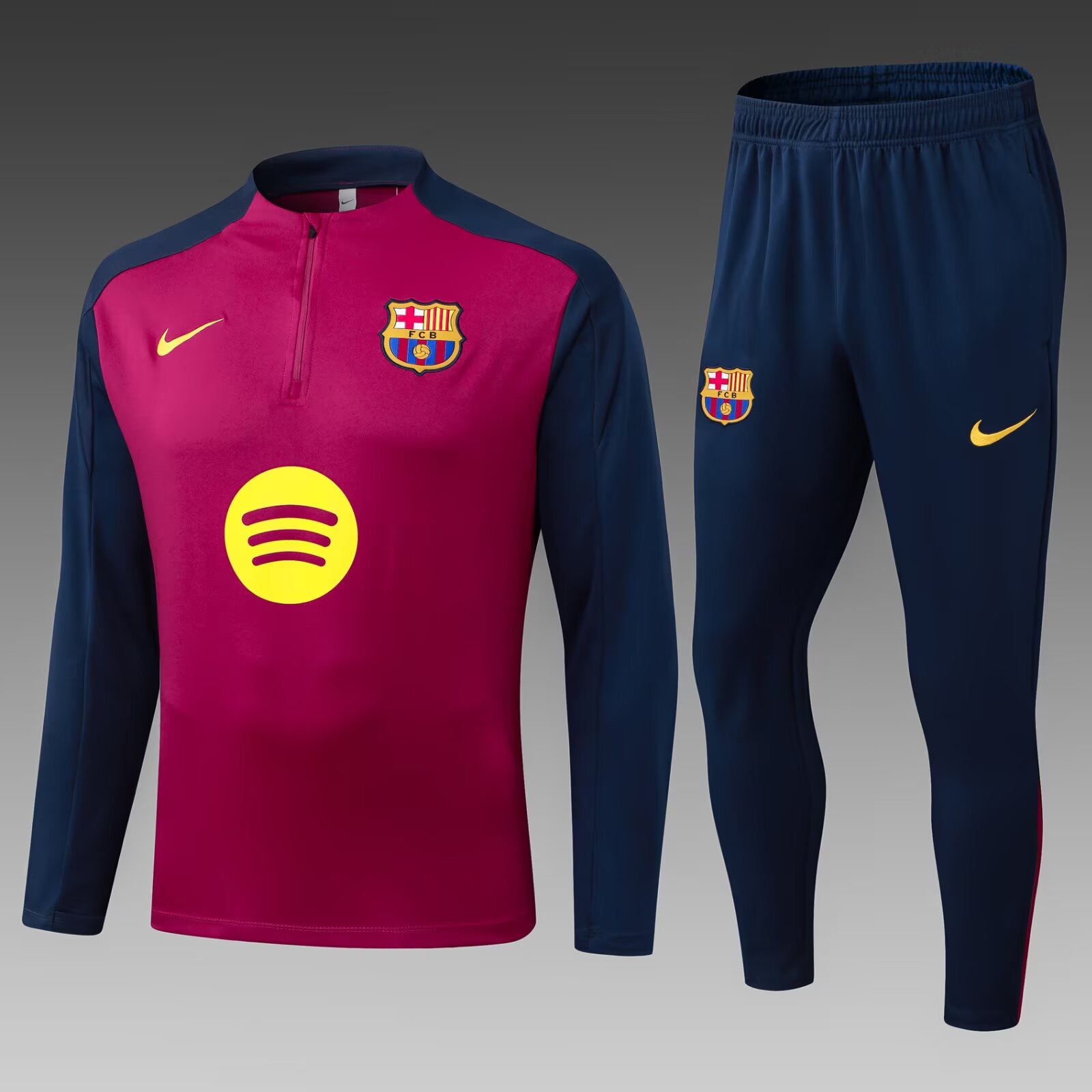 24868d87dd7223db5c3d62b4b61104419727903c 2025/2026 Barcelona Half-Pull Training Suit Brown Red Jersey Set - Image 1
