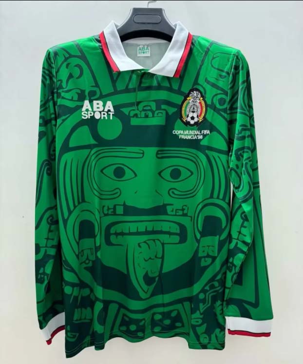 29845c8772be09686cf6e184f65eff8ca122118a 1998 Retro Long Sleeve Mexico Home Football Shirt 1:1 Thai Quality - Image 1
