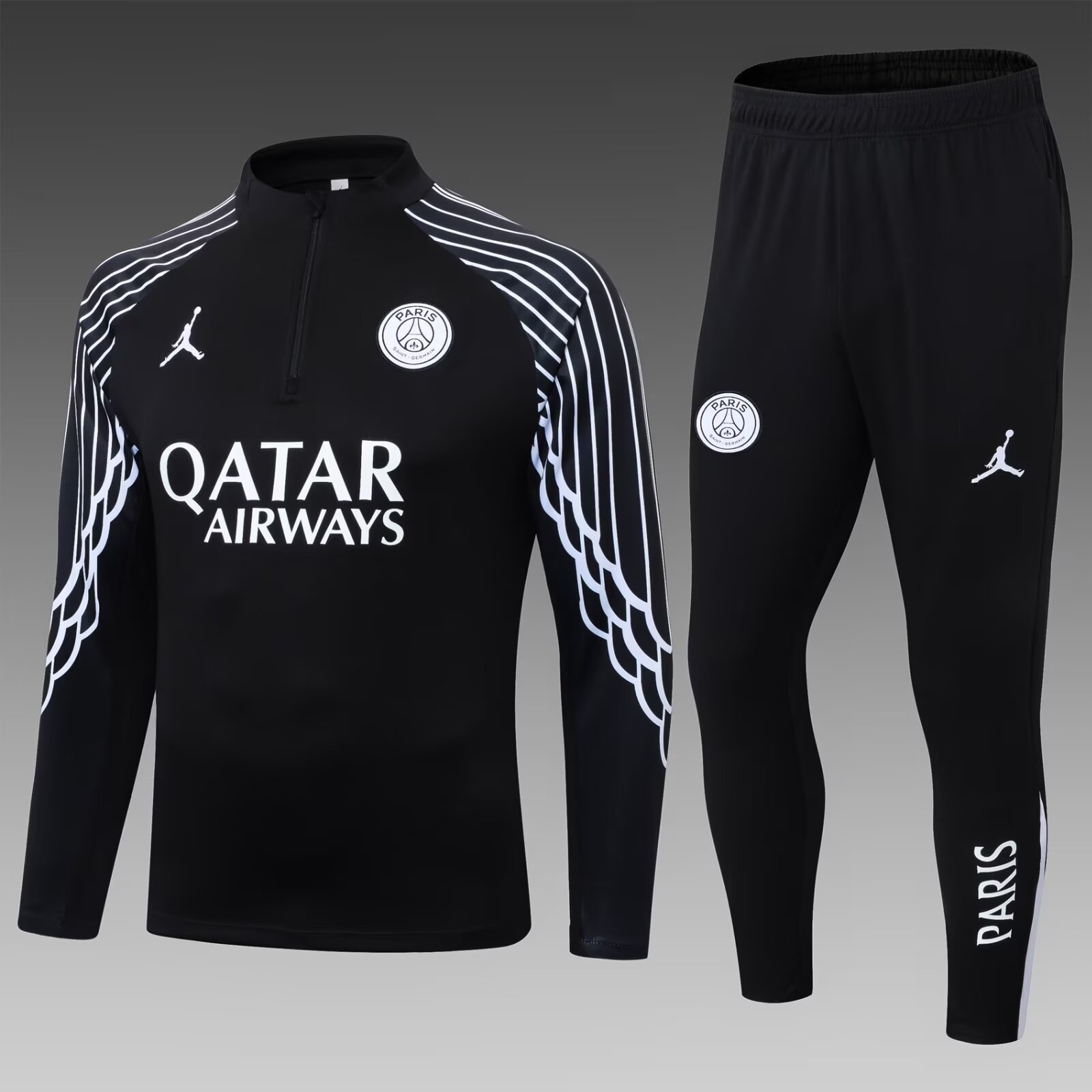 2e412e3fbe6ca5756fccb0dd2c647ce41bac6b28 2025/2026 Psg Paris Saint-Germain Half-Pull Training Suit Black Football Shirt 1:1 Thai Quality Set - Image 1