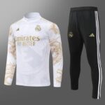 2024/2025 Real Madrid Half-Pull Training Suit Dragon-Patterned White Football Shirt 1:1 Thai Quality Set