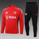 2025/2026 Manchester United Half-Pull Training Suit Red Football Shirt 1:1 Thai Quality Set
