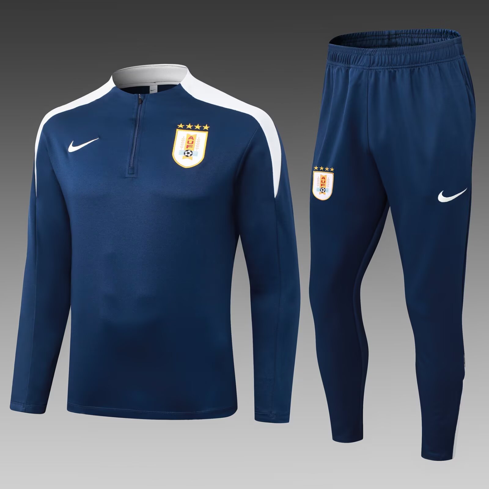 56e34a24f60b9289b3ad890fbe7954a41b487b6b 2025 Uruguay Half-Pull Training Suit Royal Blue Football Shirt 1:1 Thai Quality Set - Image 1