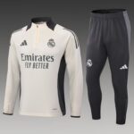2024/2025 Real Madrid Half-Pull Training Suit Apricot Football Shirt 1:1 Thai Quality Set
