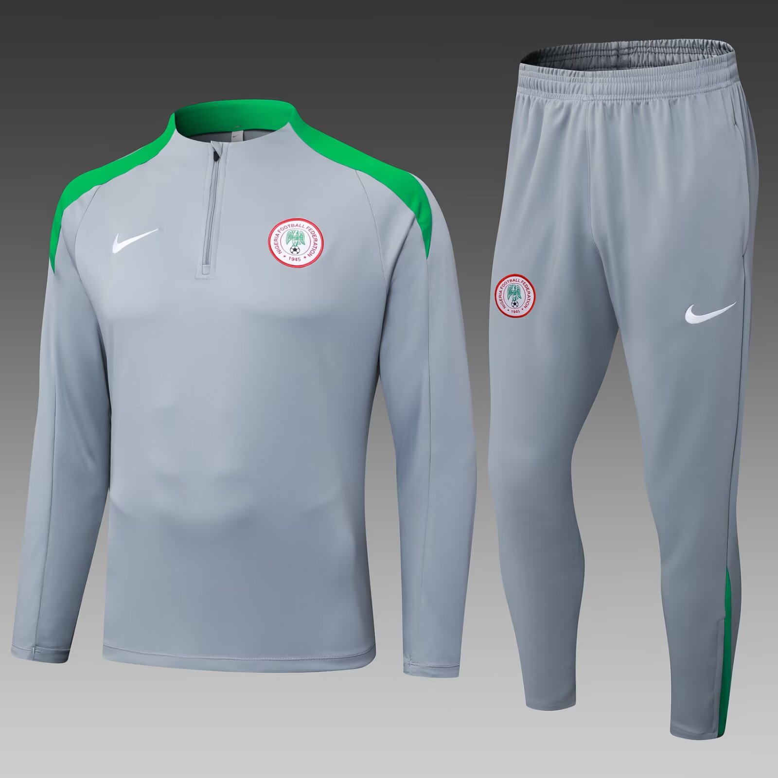 5890c3365054578018b08013dba6349e665e473a 2025 Nigeria Half-Pull Training Suit Grey Football Shirt 1:1 Thai Quality Set - Image 1