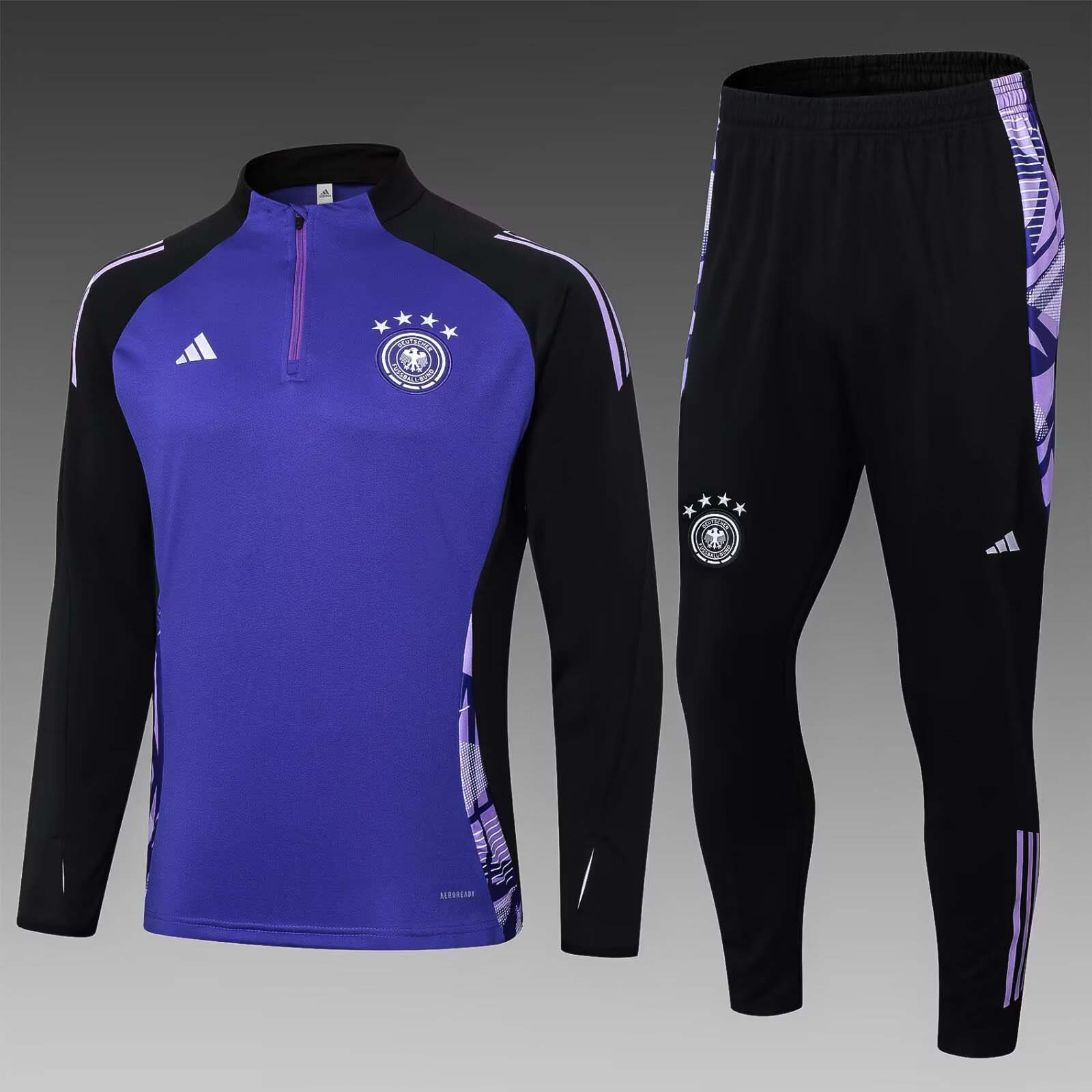 6268bff3adfdc168dc832aadafb2e5ccec122b06 2024 Germany Half-Pull Training Suit Purple Jersey Set - Image 1
