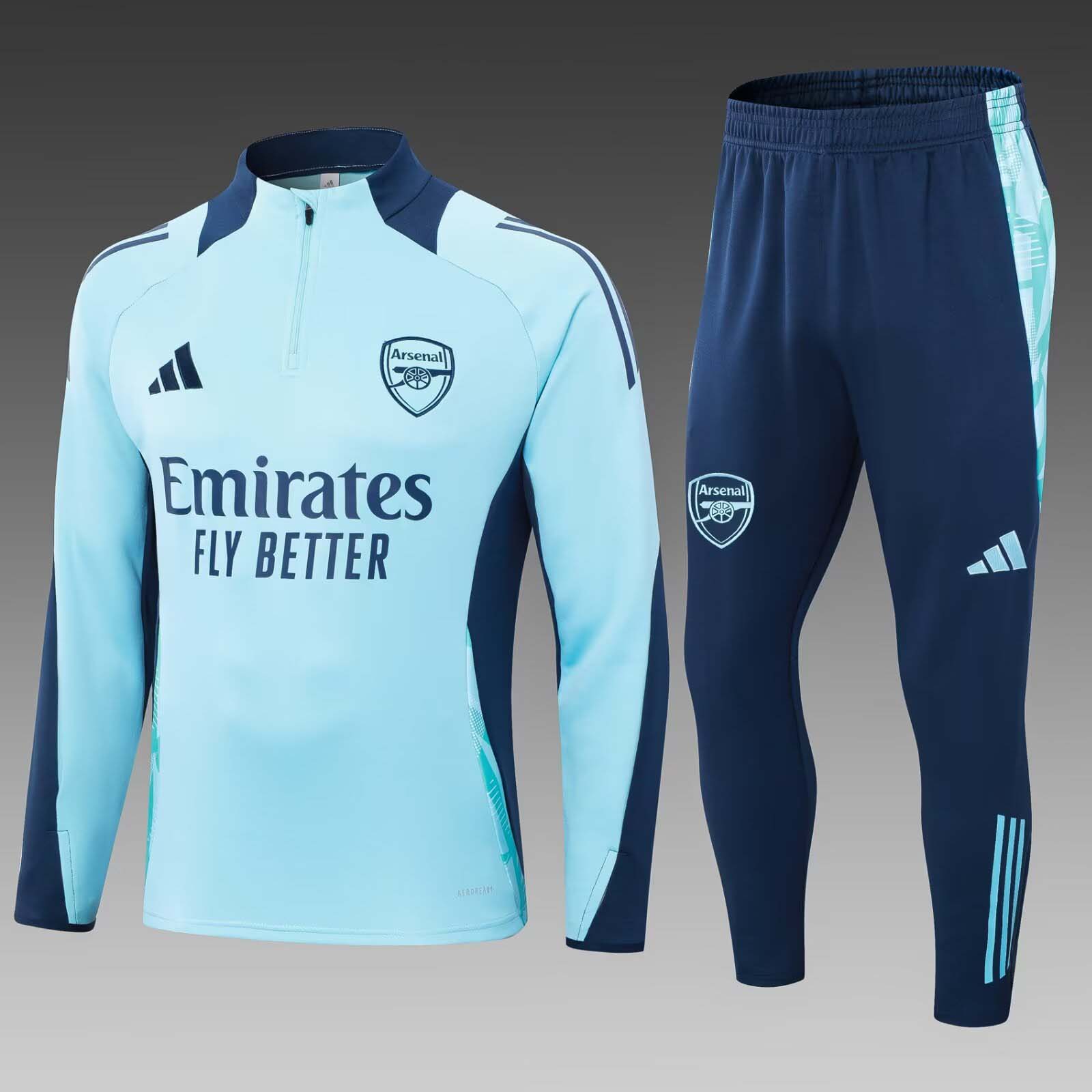 702a39f44a7b3aff46a7a35888ee11006b094841 2024/2025 Arsenal Half-Pull Training Suit Baby blue Football Shirt 1:1 Thai Quality Set - Image 1