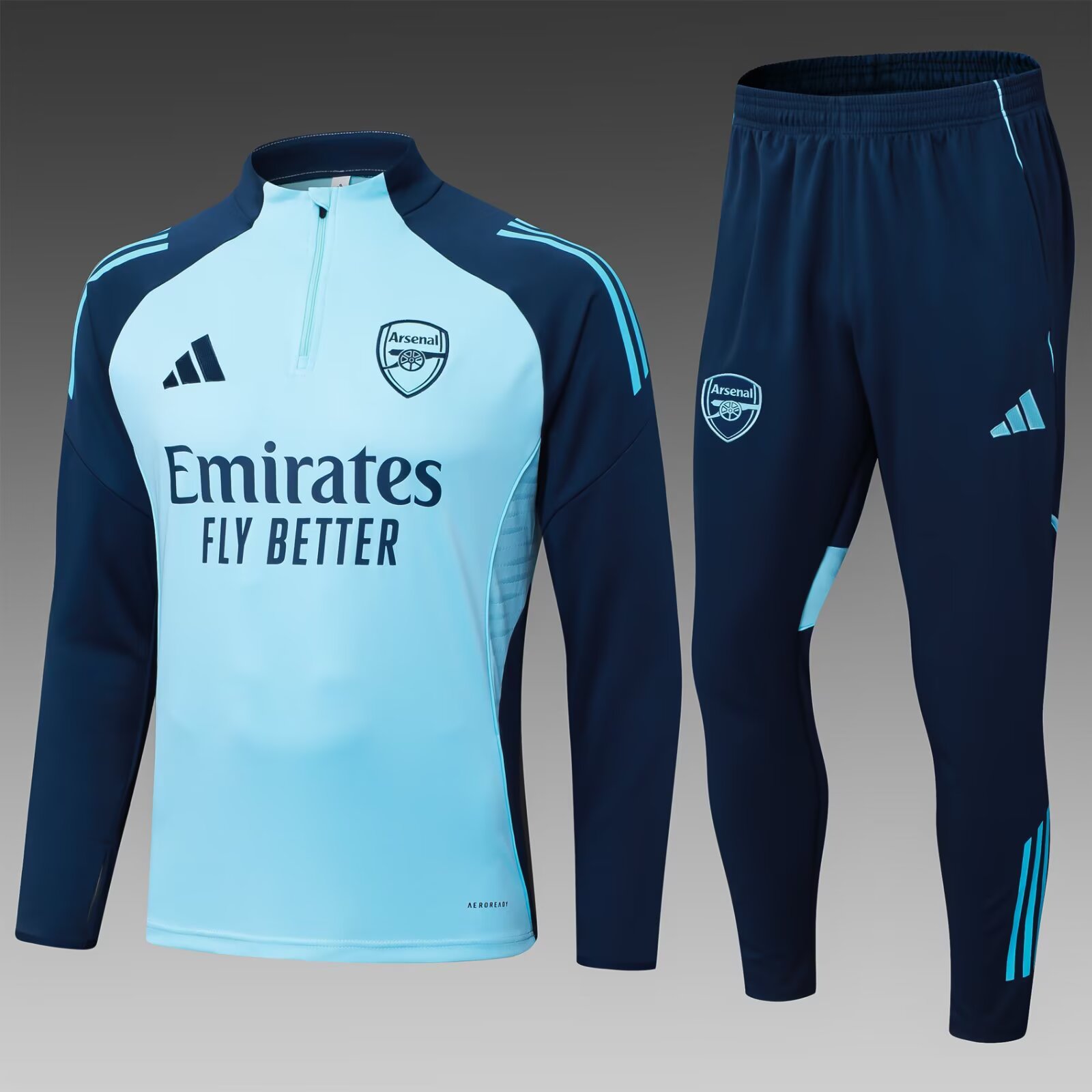 7643550adf06f2ed83b880b76737f49f59955285 2025/2026 Arsenal Half-Pull Training Suit Light Blue Football Shirt 1:1 Thai Quality Set - Image 1