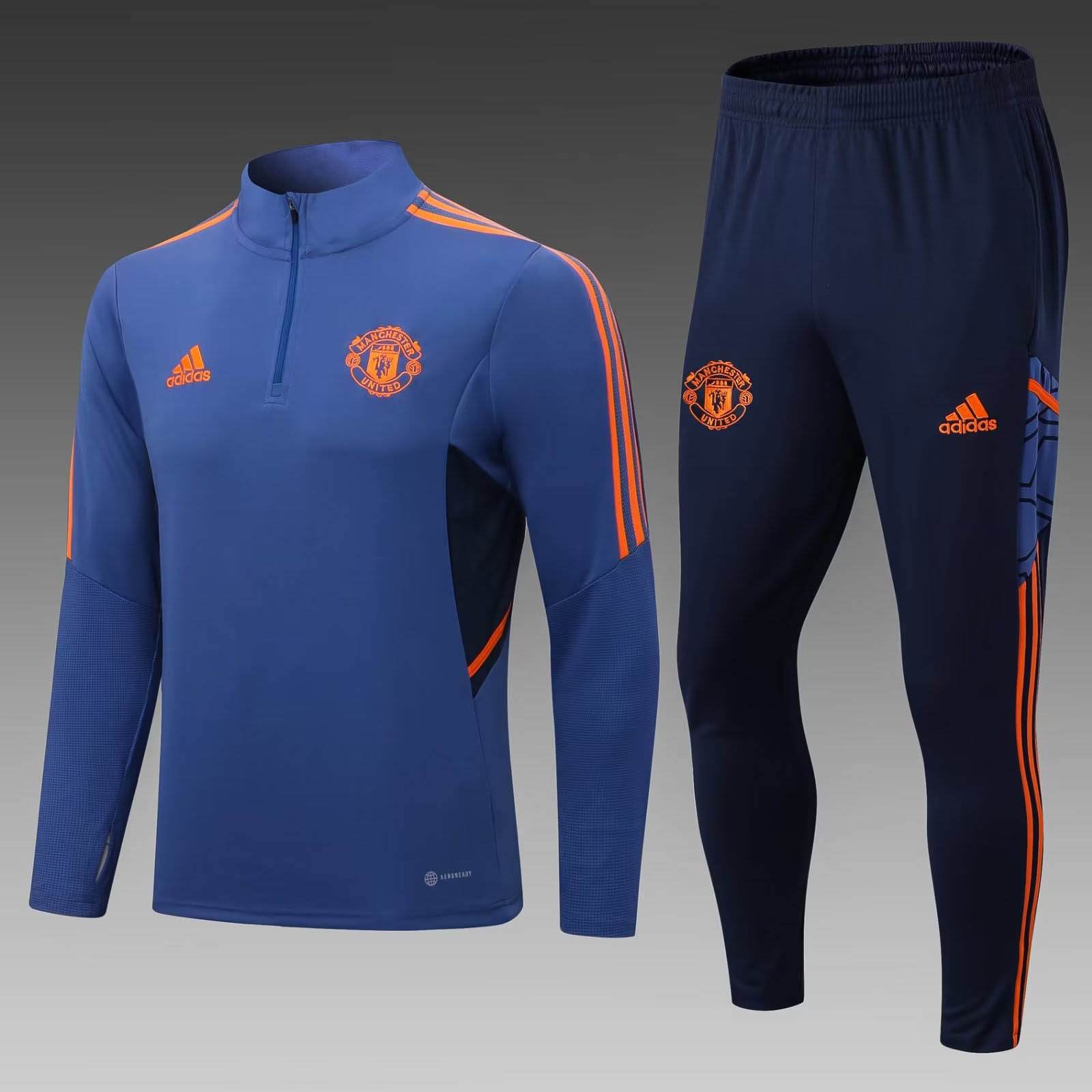 7a319f26ca31b5013de140feadb3ba1098d3f166 2022/2023 Manchester United Half-Pull Training Suit Blue Football Shirt 1:1 Thai Quality Set - Image 1