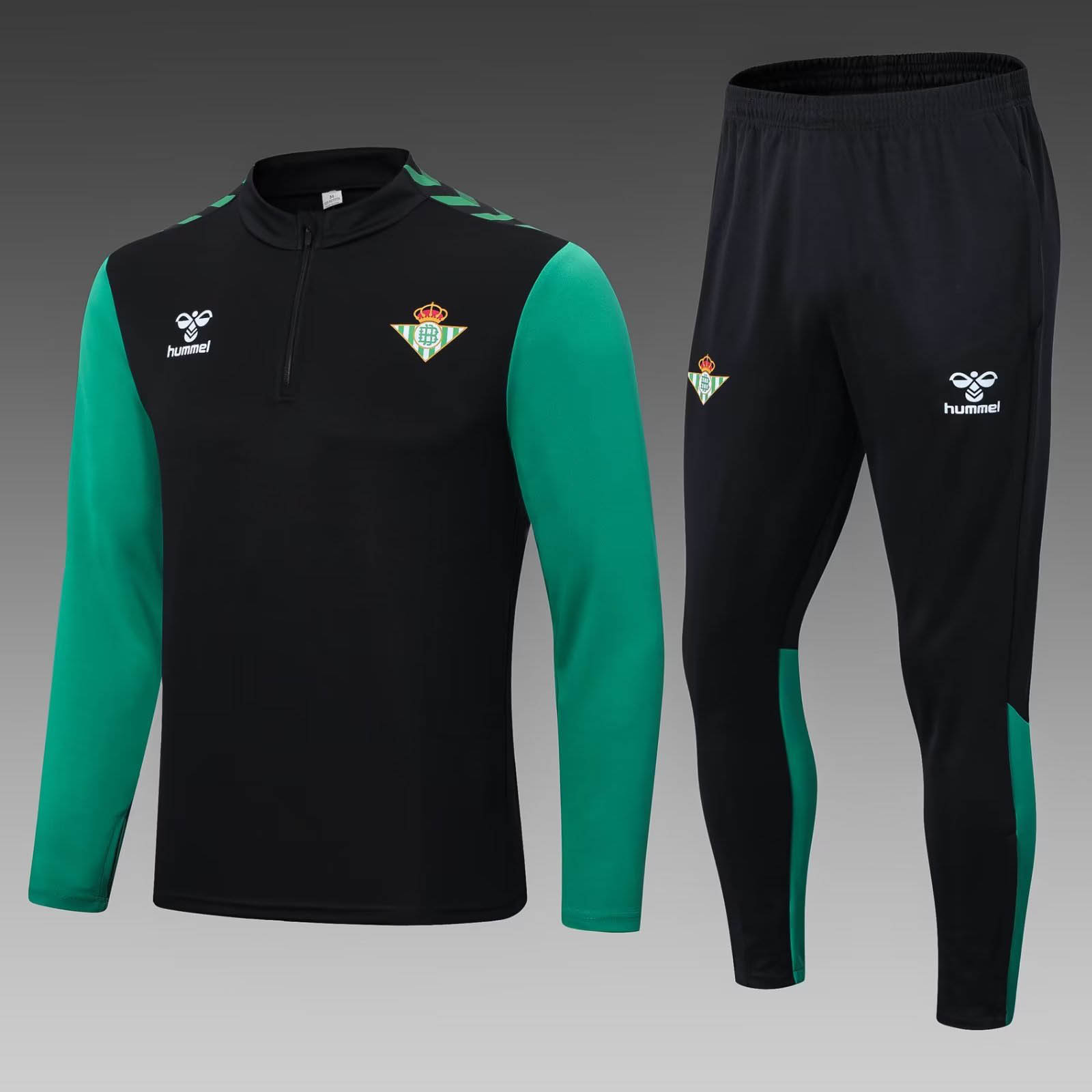 96cf085060b70ff5dc307456601b0ccfa599cdc1 2022/2023 Real Betis Half-Pull Training Suit Black Football Shirt 1:1 Thai Quality Set - Image 1