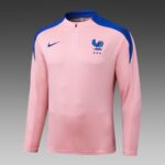 2025 Player Version France Half-Pull Training Suit Pink Football Shirt Set - Image 3