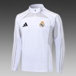 2025/2026 Real Madrid Half-Pull Training Suit White-Gray Football Shirt Set - Image 3