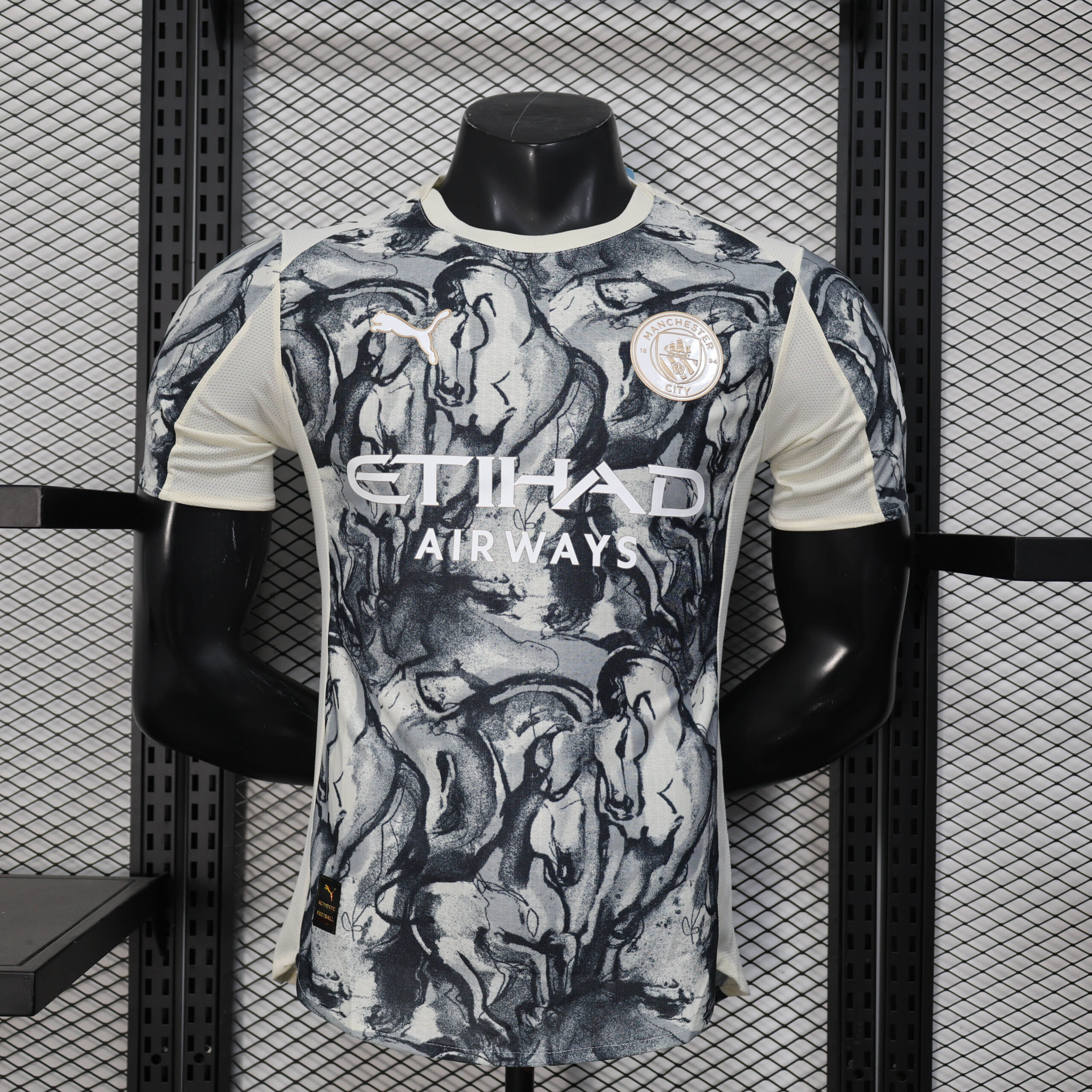a48e4399c5e850fc54d19c8e4005032e237c0ba5 2025/2026 Player Version Manchester City Year of The Horse Special Edition Grey Football Shirt 1:1 Thai Quality - Image 1