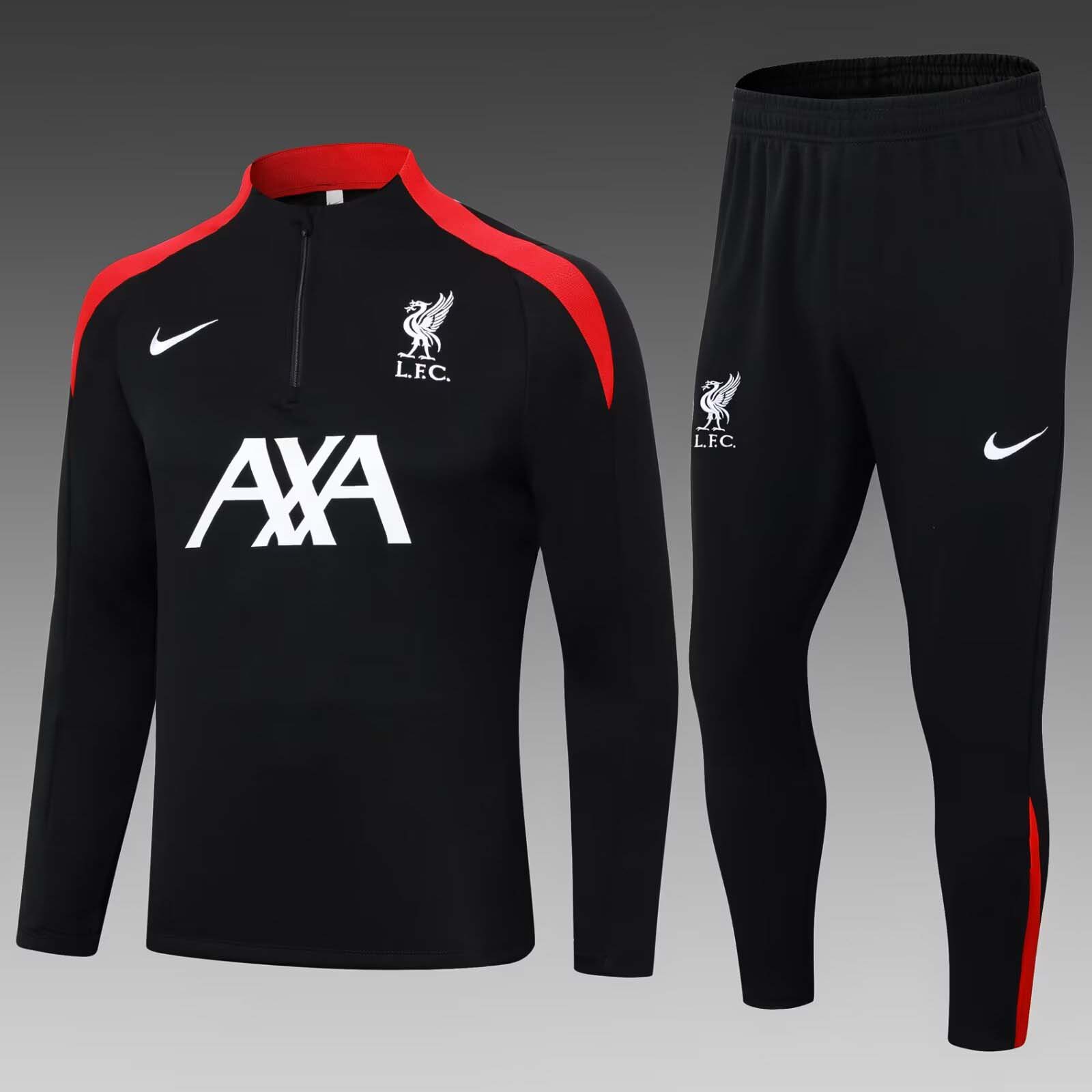 b1d04dcf81e829f991cf9720a3ed40dfec532be1 2024/2025 Liverpool Half-Pull Training Suit Black Jersey 1:1 Thai Quality Set - Image 1