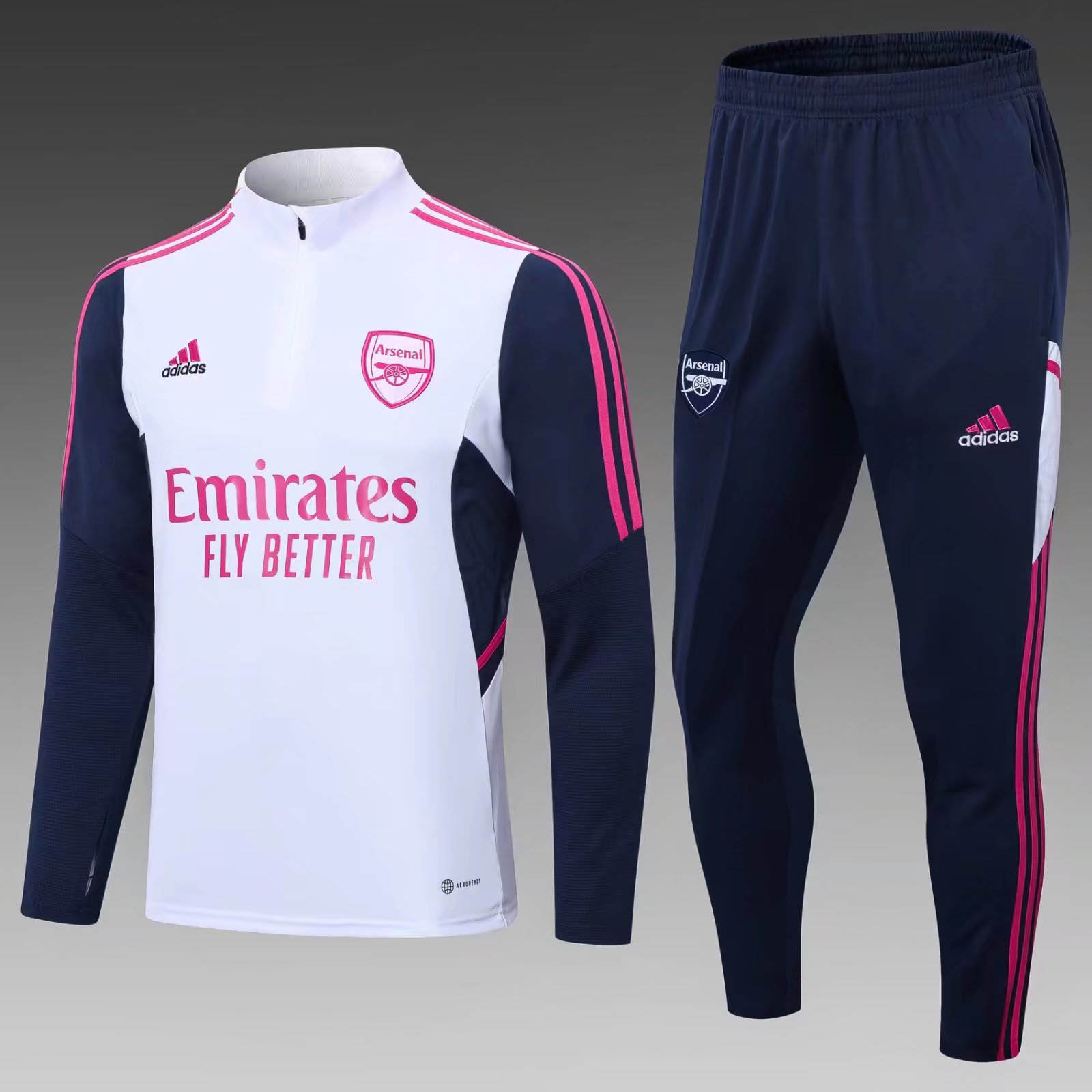 b3bba1b5caaab584c081542f5e64af46c515b2c2 2022/2023 Arsenal Half-Pull Training Suit White Football Shirt 1:1 Thai Quality Set - Image 1