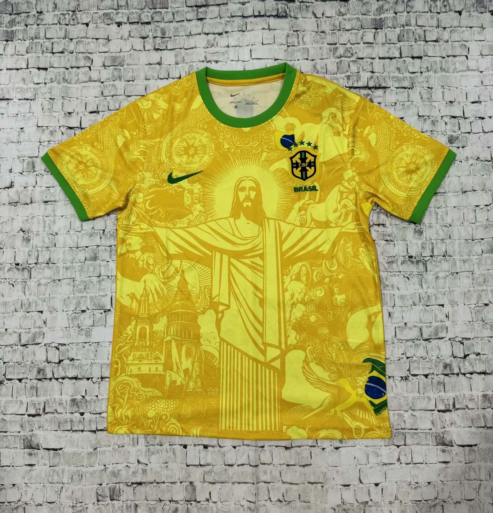 b671f390a86c377f5a0e9b6c780340377a644f69 2024 Brazil Special Edition Jesus Yellow Football Shirt 1:1 Thai Quality - Image 1
