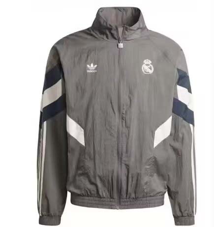 b708d1254c77041a2b83f727d824d71b4995bd5e 2024/2025 Real Madrid Windbreaker Gray Soccer Jersey 1:1 Thai Quality - Image 1