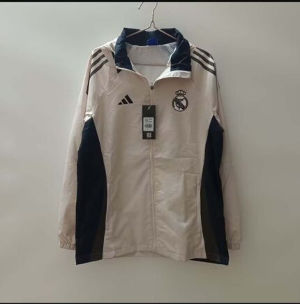 2024/2025 Real Madrid Windbreaker Off white Soccer Jersey 1:1 Thai Quality