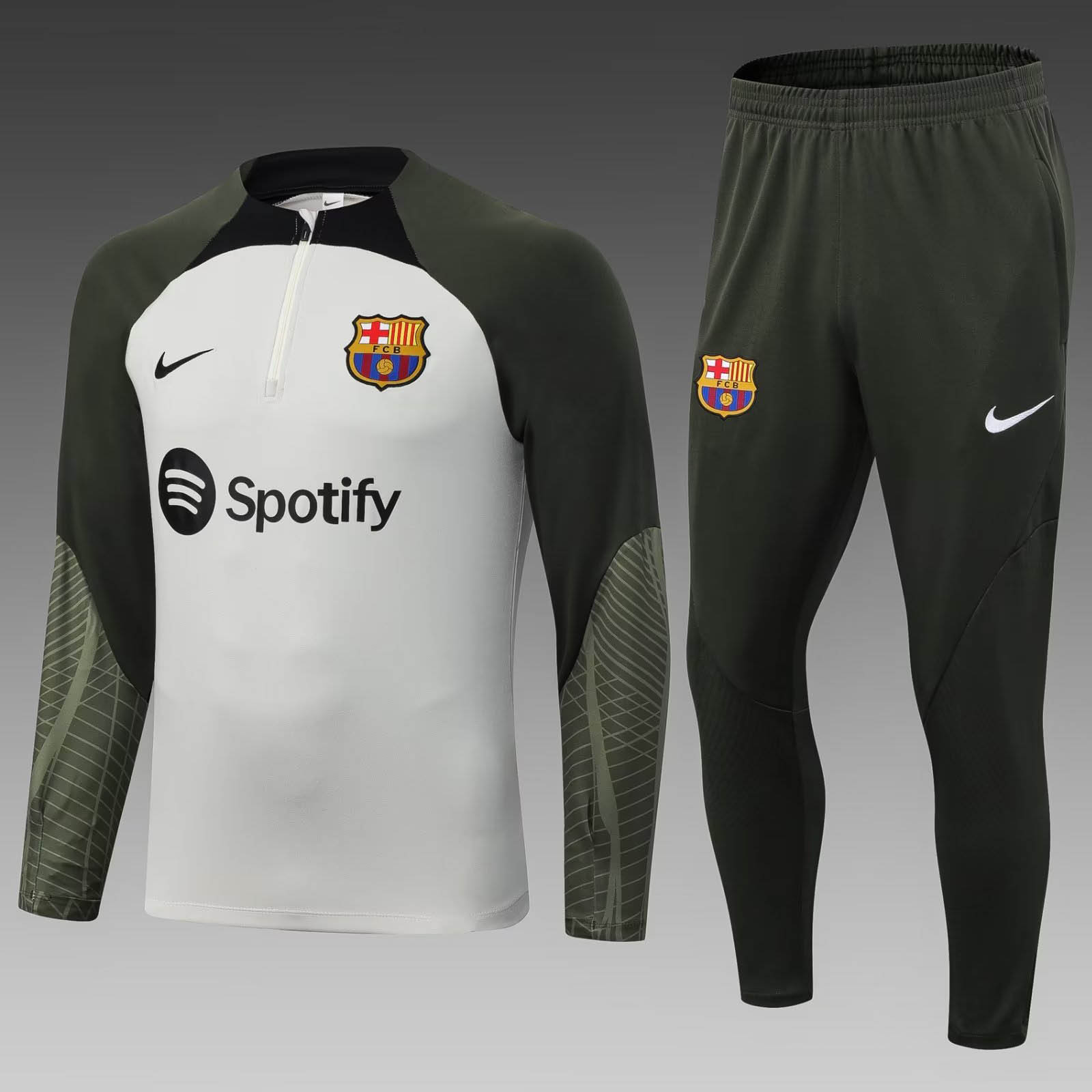 ba0fe02b44e7f27a1dae6968be83108c792789af 2023/2024 Barcelona Half-Pull Training Suit Grey Jersey Set - Image 1