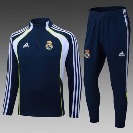 2025/2026 Real Madrid Half-Pull Training Suit Royal Blue Football Shirt 1:1 Thai Quality Set