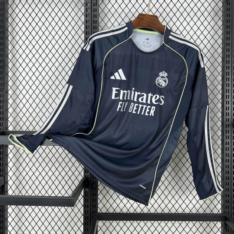 be75c19e94553cc2168b9036627bbd5a762dfbcb 2025/2026 Long Sleeve Real Madrid Away Football Shirt1:1 Thai Quality - Image 1