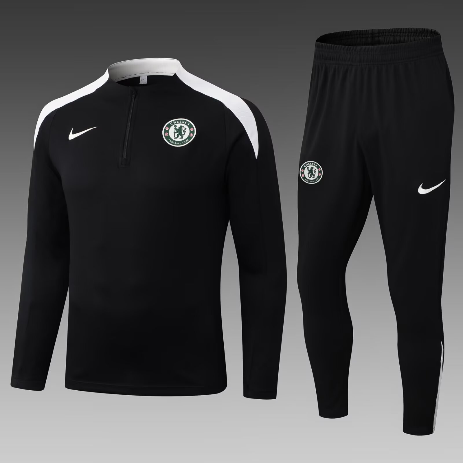 bebeee2a7513fa9427a1cf8d3b954e4cb84c76f6 2025/2026 Chelsea Half-Pull Training Suit Black Football Shirt 1:1 Thai Quality Set - Image 1