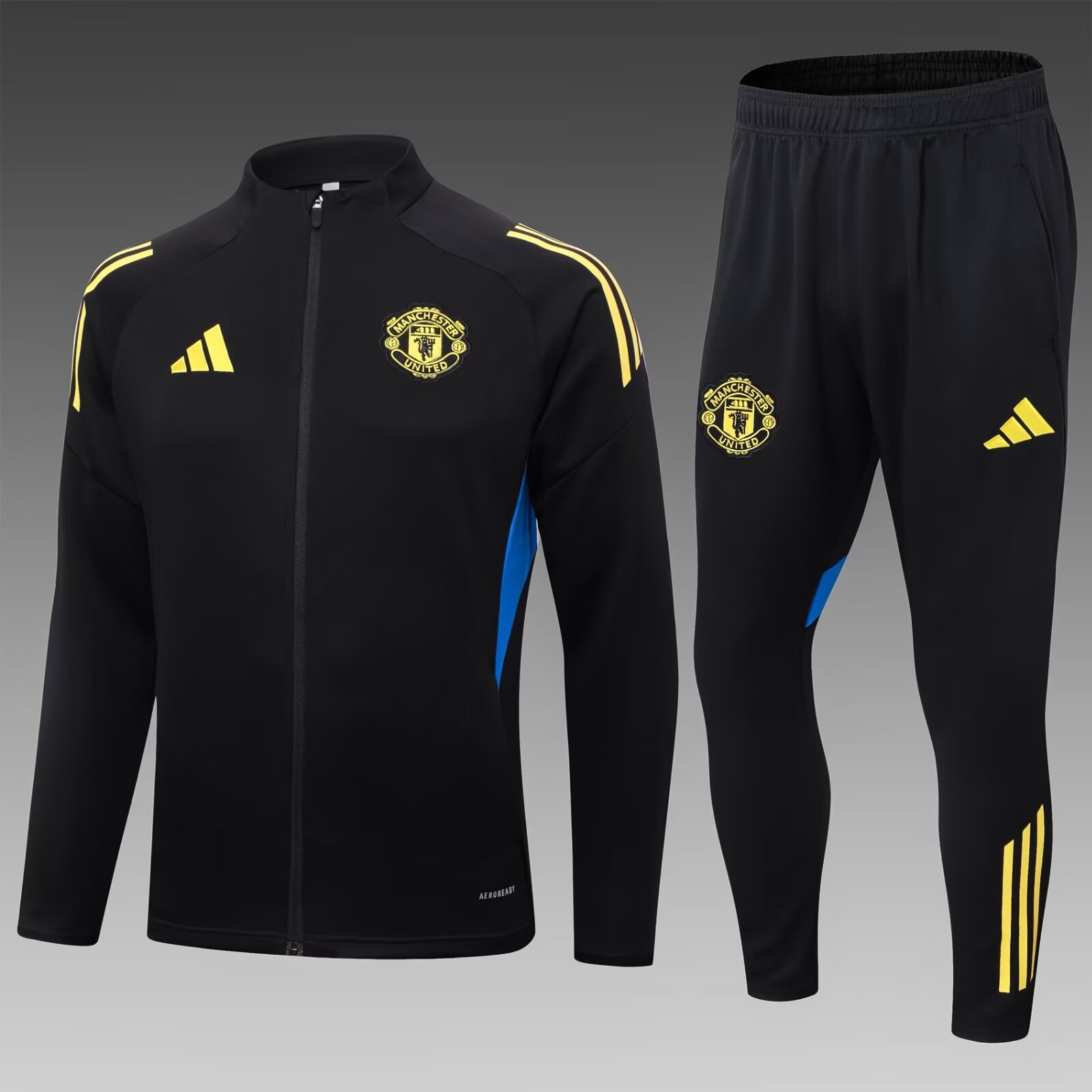 cf6406c90f4530af74aa6a6b23d0fab054a5c2f1 2025/2026 Manchester Long Zipped Jacket Black Football Shirt 1:1 Thai Quality Set - Image 1