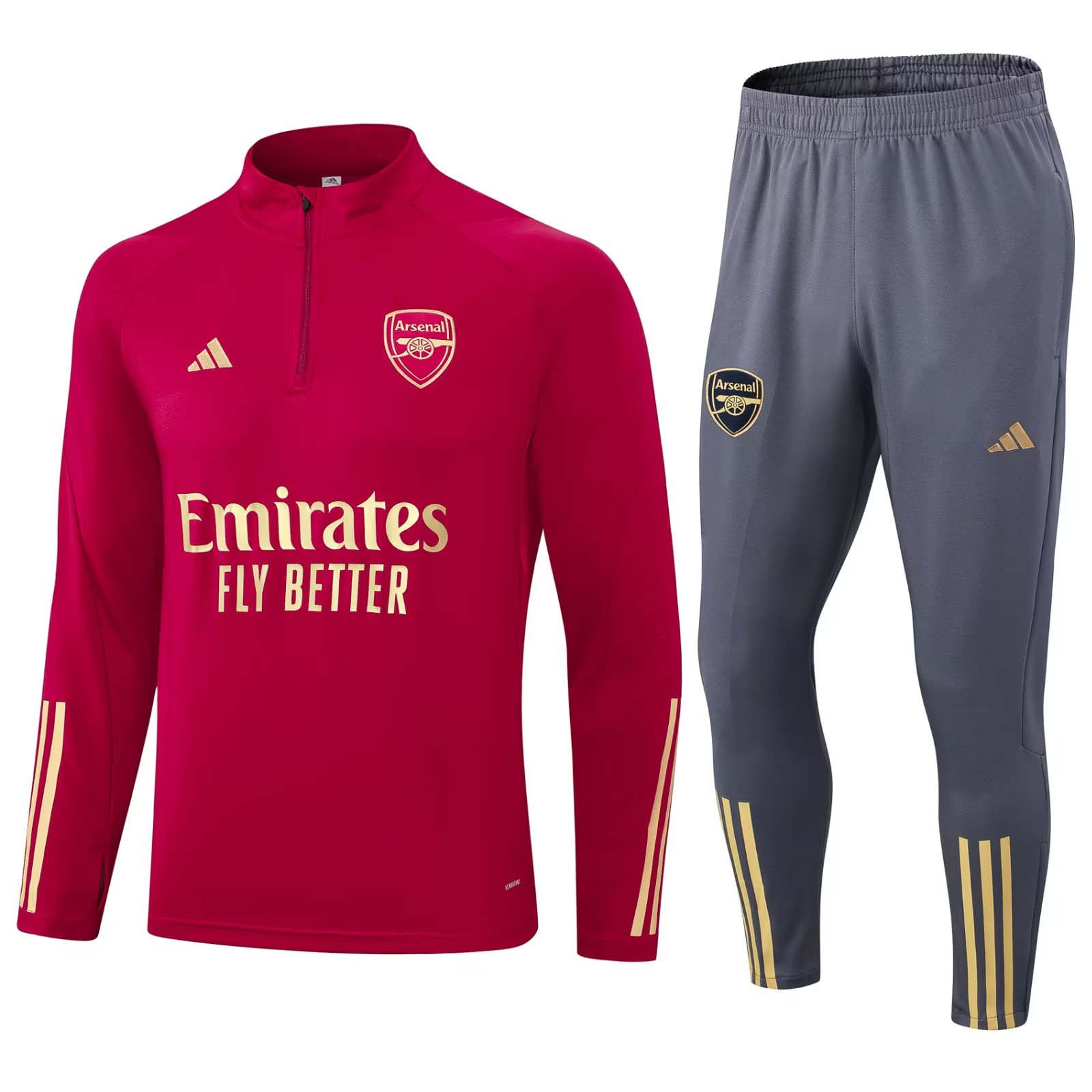 d22101443918ae016f5102f5c82a612e5c28e2a2 2023/2024 Arsenal Half-Pull Training Suit Red Football Shirt 1:1 Thai Quality Set - Image 1