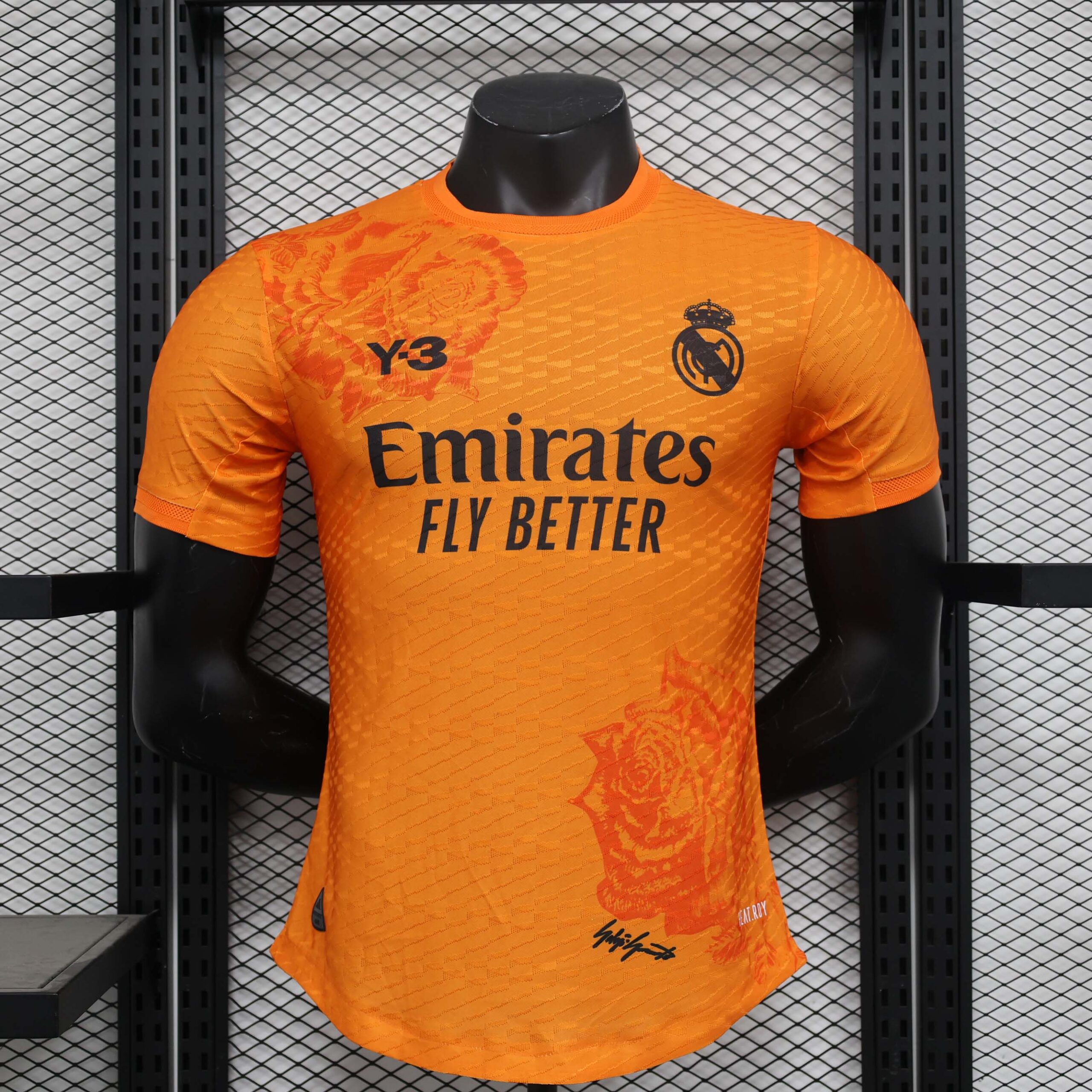 da3b84d6925de55af67ff68c6922e0e722eeb00f 2024/2025 Player Version Real Madrid Y-3 Special Edition Orange Football Shirt 1:1 Thai Quality - Image 1
