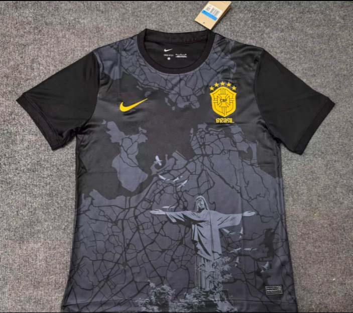 dee5186250d9ab4cc6ef0b5b29e4600819140c46 2024 Brazil Special Edition Jesus Black Football Shirt 1:1 Thai Quality - Image 1