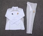2025/2026 Real Madrid Half-Pull Training Suit White-Gray Football Shirt Set - Image 7