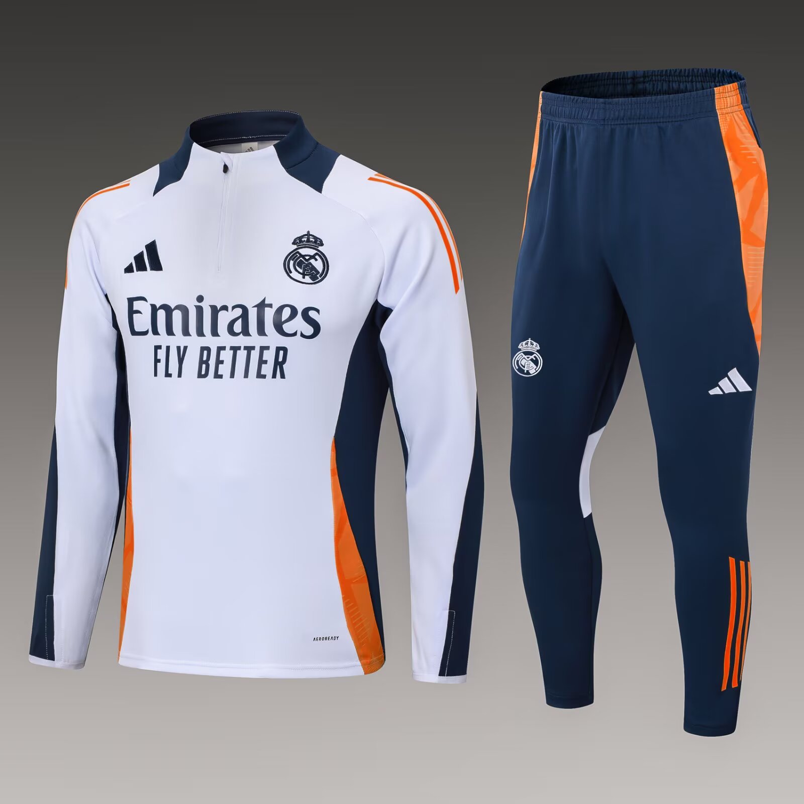 f1c933d775f5ad1bbaca0affc8f125879f1a8a0d 2024/2025 Real Madrid Half-Pull Training Suit White Football Shirt 1:1 Thai Quality Set - Image 1
