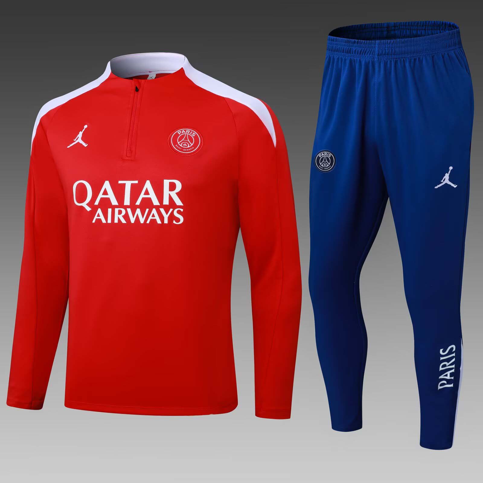 f24a6be7c999eae01f31bd1bba5c21580dcaa494 2025/2026 Psg Paris Saint-Germain Half-Pull Training Suit Red Football Shirt 1:1 Thai Quality Set - Image 1