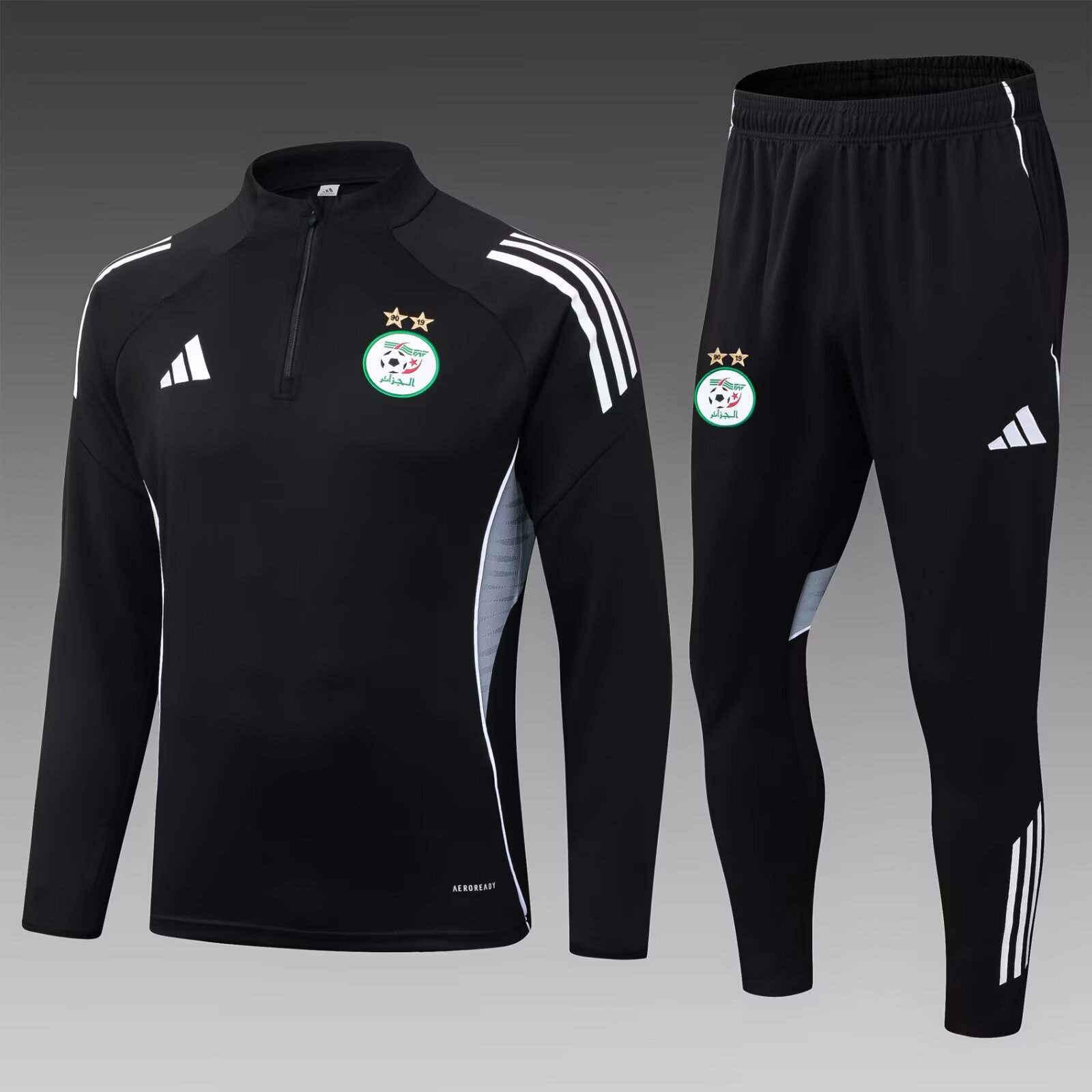 f2945fe6ce1a3d7f293271739103411086ccf4bd 2025 Algeria National Team Half-Pull Training Suit Black Shirt Set - Image 1