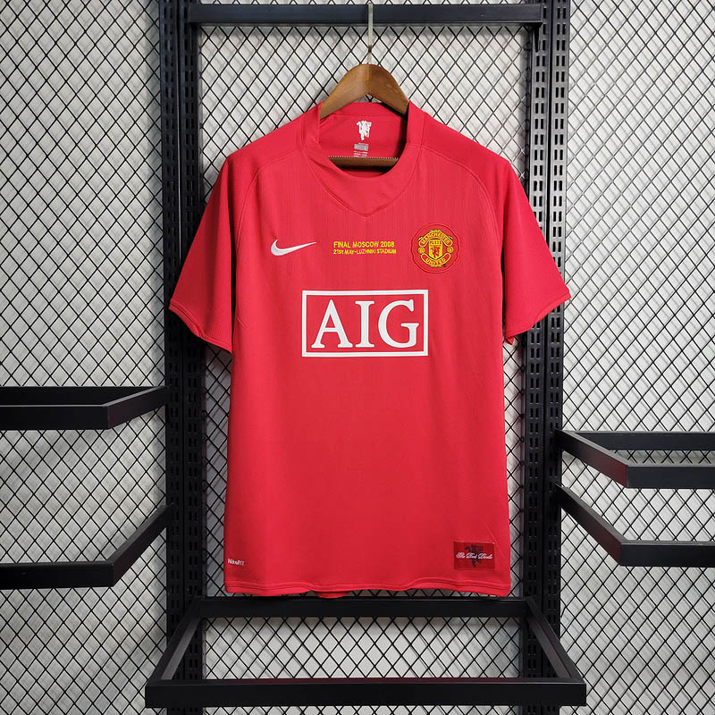 f94fa6daa59b1f8cfa46bdd70bcbdaf98cbc4166 2007/2008 Retro Manchester United Home Champions League Edition Football Shirt 1:1 Thai Quality - Image 1