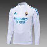 2025/2026 Real Madrid Half-Pull Training Suit White Blue Pants Football Shirt 1:1 Thai Quality Set - Image 3