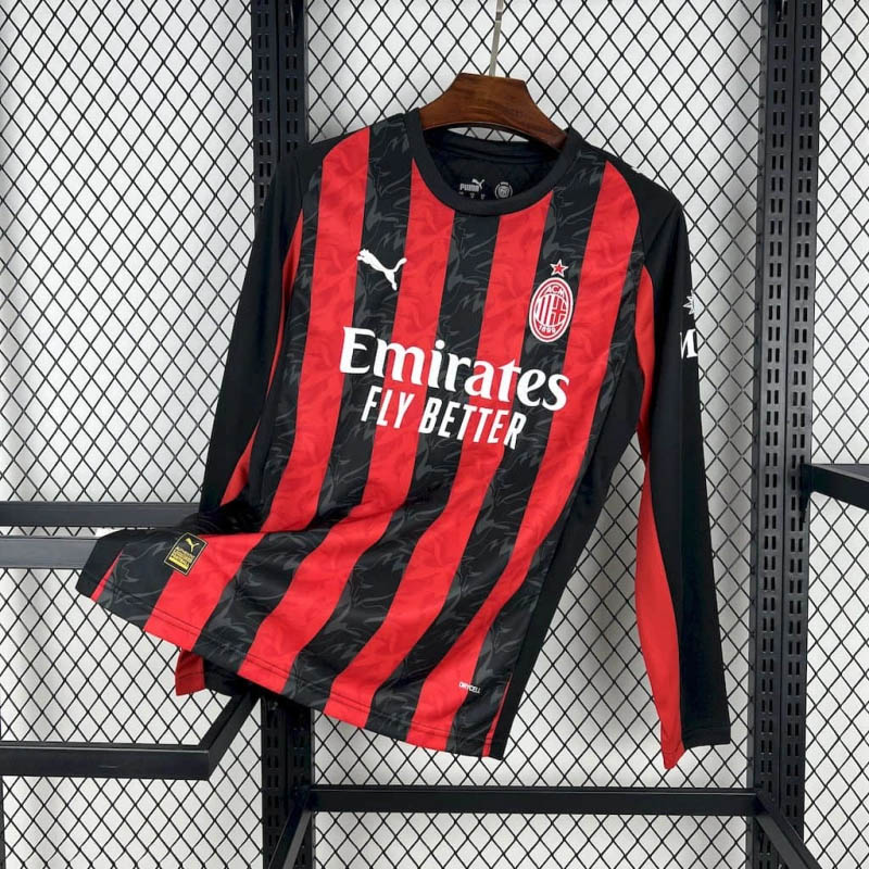 fb172c3cc795577108a95caf7e1ca425da5021bb 2025/2026 Long Sleeve AC Milan Home Soccer Jersey 1:1 Thai Quality - Image 1