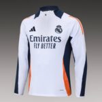 2024/2025 Real Madrid Half-Pull Training Suit White Football Shirt 1:1 Thai Quality Set - Image 3