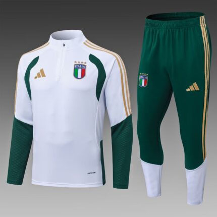 2026 Italy Half-Pull Training Suit White Soccer Shirt Set